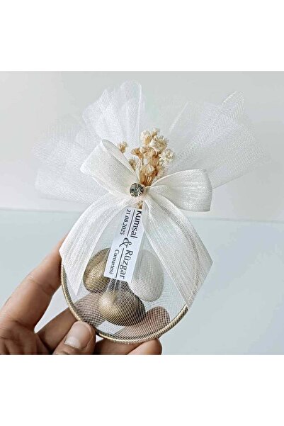 Mekece Nikah Şekeri Tül içinde Çikolatalı Badem Şekerli Bilezik Halkası Nks-2...