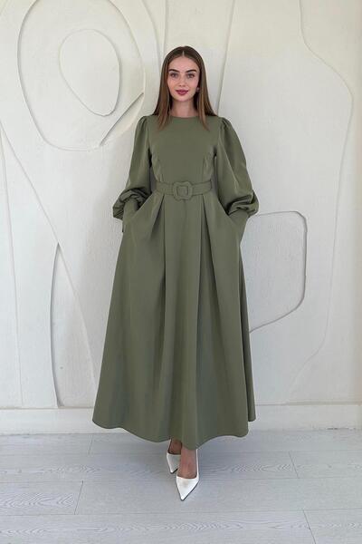 Elbee Fashion Woman Сукня з повітряним рукавом та поясом