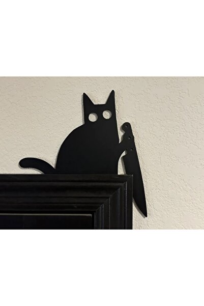 3DreaMaker Ornament pentru colțul ușii cu pisică ținând un cuțit, decorare pe...