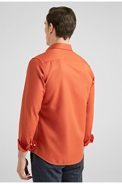 Twn Ανδρικό πουκάμισο Slim Fit Πορτοκαλί Χρώμα