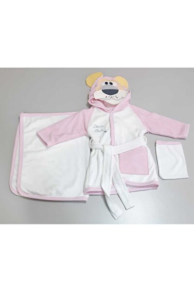 Sönmez Baby SEVİMLİ ASLAN BEBEK BORNOZU KESE VE HAVLU BEBE BANYO SET