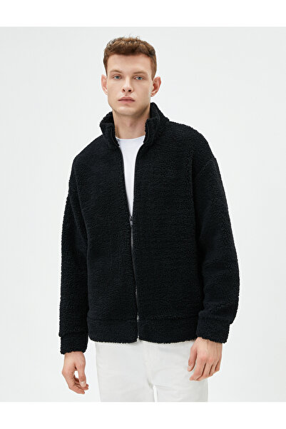 Koton Λούτρινο φούτερ με φερμουάρ γιακάς με μαλακή υφή