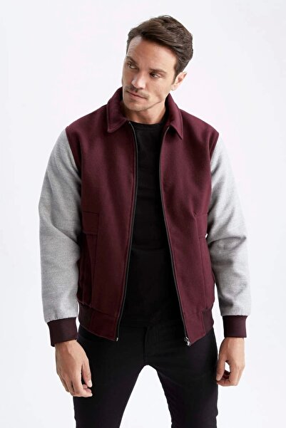 DeFacto Y5896 Oversize Fit Shirt Collar Stamped Bomber Jacket
