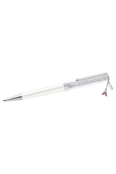 Swarovski Eiffel Tower Patterned White Chrome Plated Pen Crystalline Ballpoin...