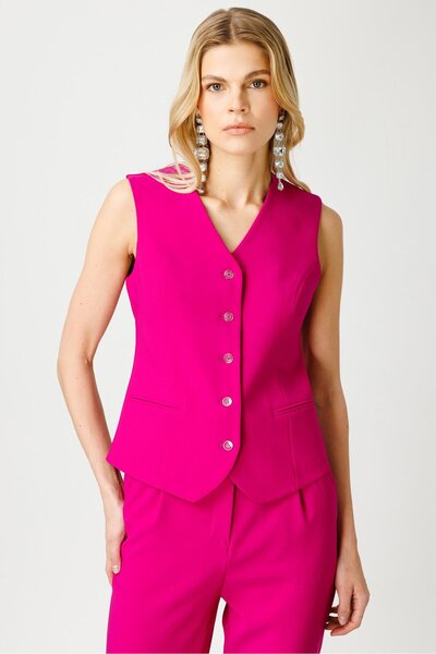 Moda İlgi Modailgi  Toka Detaylı Yelek Fuşya