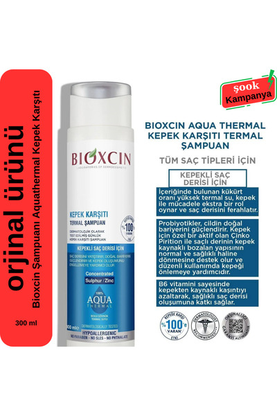 Bioxcin Aqua Thermal Kepek Karşıtı Şampuan 300ml Tüm Saç Tipleri