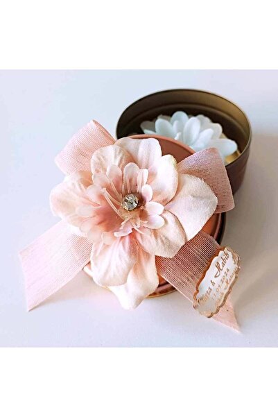 Mekece Nikah Şekeri Büyük Kumaş Güllü Teneke Kutu İçinde Lotus Mum Nks-207 - ...