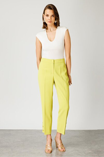 Moda İlgi Modailgi Side Pockets Asymmetrical Leg and Buttoned Trousers - 7572 Acid