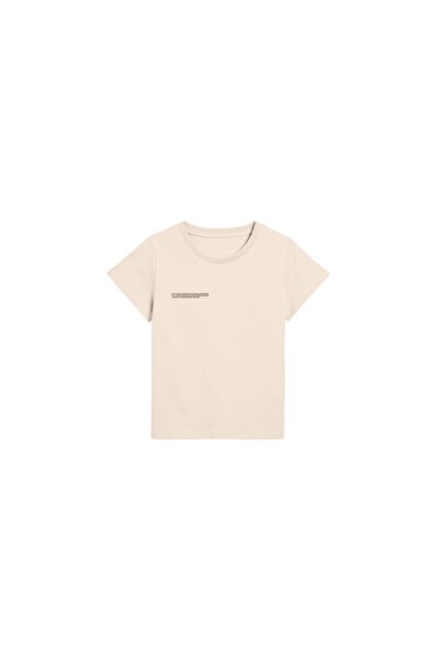 GIA - ART Bež dečji unisex koncept prirode Štampano Oversize kroj T-shirt