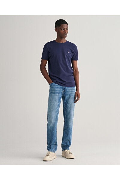 Gant Erkek Lacivert Slim Fit Bisiklet Yaka T-Shirt