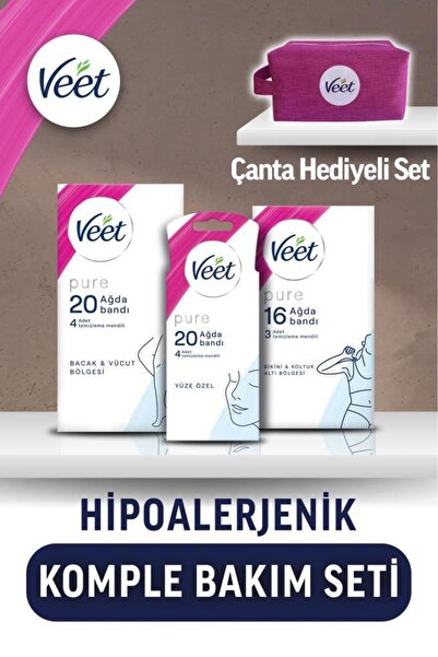 Veet Pure Çanta Hediyeli Hipoalerjenik Komple Bakım Seti (Yüz 20li + Bikini&K...