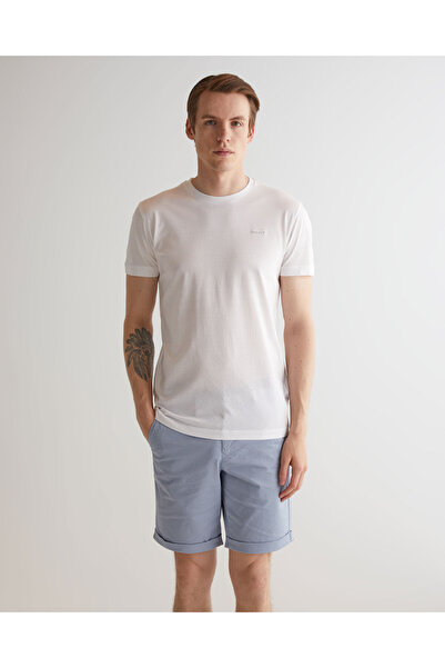 Gant Erkek Beyaz Slim Fit Bisiklet Yaka Logolu T-shirt