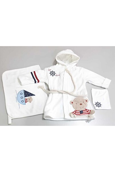 Sönmez Baby Sailor Captain Baby Bathrobe Bag and Towel Baby Bath Set