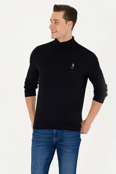 U.S. Polo Assn. ΠΟΛΟ Η.Π.Α 1629690   ΒΑΣΙΚΟ ΠΛΕΚΤΟ ΠΟΥΛΟΒΕΡ - ΜΑΥΡΟ - L - ST07790-BLACK-L