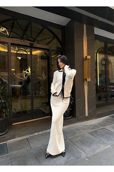 kenza'a Жіночий кардиган з зав'язкою спереду та спідницею з трикотажу