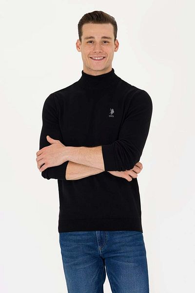 U.S. Polo Assn. ΠΟΛΟ Η.Π.Α 1629690   ΒΑΣΙΚΟ ΠΛΕΚΤΟ ΠΟΥΛΟΒΕΡ - ΜΑΥΡΟ - L - ST07790-BLACK-L