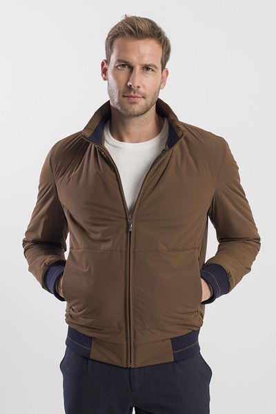 Jakamen Camel Comfort Fit Stand Collar Coat