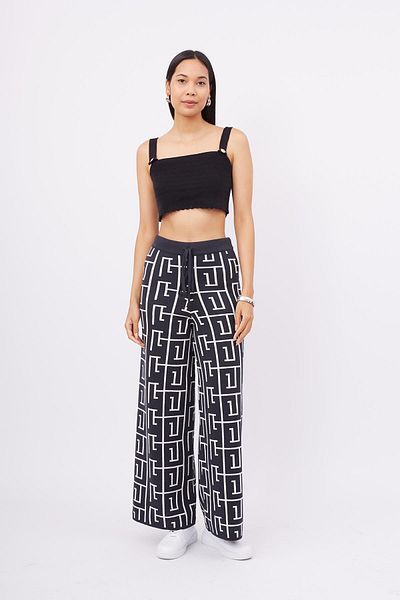 Peraluna Maze Trouser Jacquard Organic Cotton Women's Trousers - Anthracite/Ecru