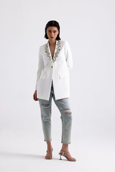 Tangül&Ali'S Moda Evi Jachetă albă brodata
