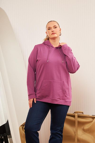 RMG Plus Size Hooded Plum Sweatshirt