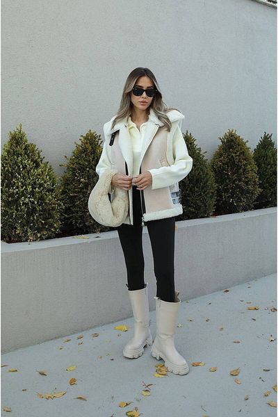 Moda Mix Avcılar Pelzige Wildleder-Look-Weste für Damen