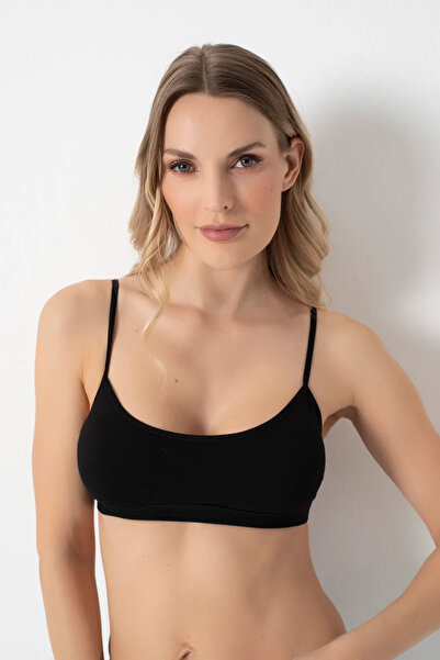 AV ANZAV 1574 Siyah Pedli Penye İp Askılı Yarım Atlet