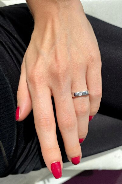 Spossy Silver Jewelry 925 Ayar Gümüş, Silver, Tek Taşlı Zarif Yüzük
