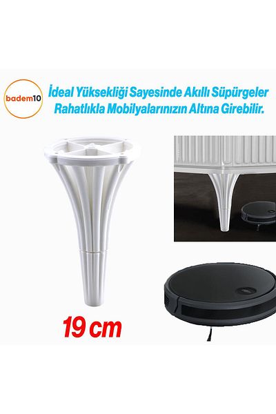 Badem10 Istanbul 19 cm Mobilier alb Consolă Masă de cafea Canapea Fotoliu Unitate TV Baza Picior Picior Picioare
