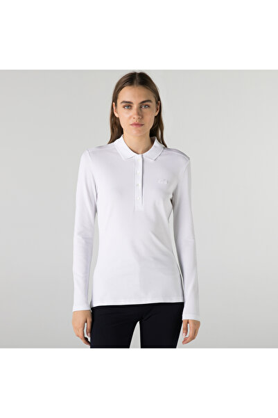 Lacoste Kadın Slim Fit Uzun Kollu Beyaz Polo