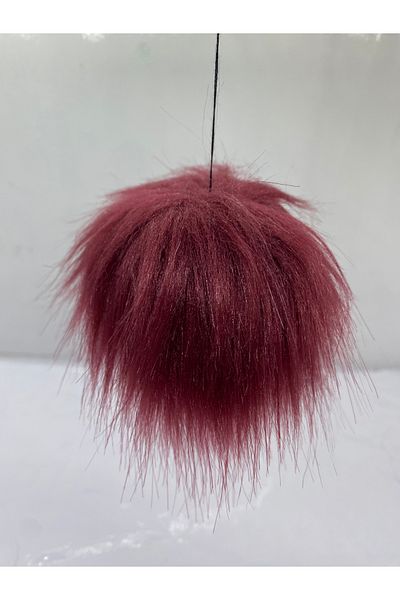 sç Saraçoğlu Çanta Claret Red Plush Pompom Scarf Beanie Bag - 7cm Diameter, Pack of 10 Drawstring Decoration Accessories