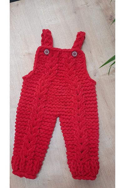 Alize Puffy Hand Knitted Baby Slippers 6-18 Months Matching Red Color