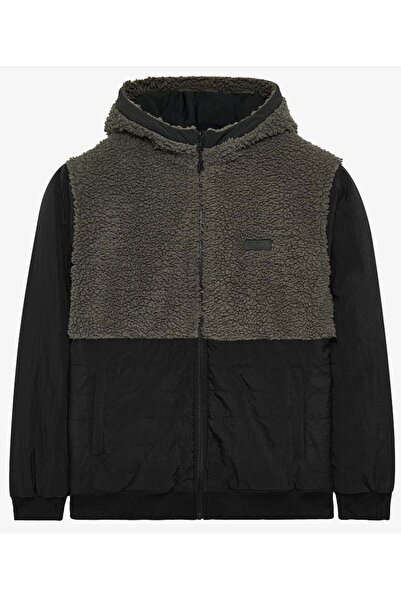 SKECHERS S242252 Outdoor Fleece Reversible Full Zip Sherpa Erkek Günlük Mont SİYAH