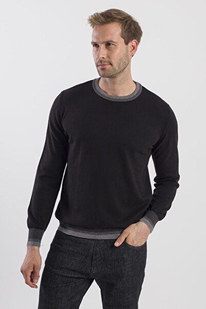 Jakamen Black Slim Fit Crew Neck Knitwear Sweater