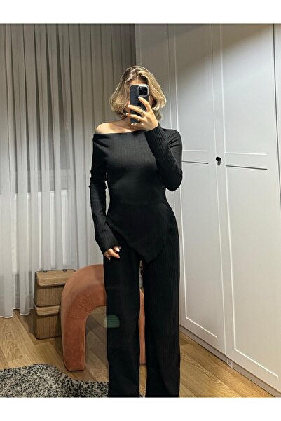 MEGOMEL Set de două piese pentru femei, cu decolteu asimetric, de jos și de sus