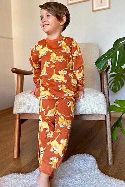 Riccotarz Σετ πιτζάμες Boy's Lion King με εμπριμέ χτενισμένο βαμβακερό πλακάκι