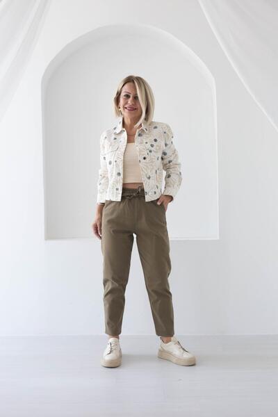 SİSTA MODA 429 BN PAPATYA BASKI GABARDİN CEKET