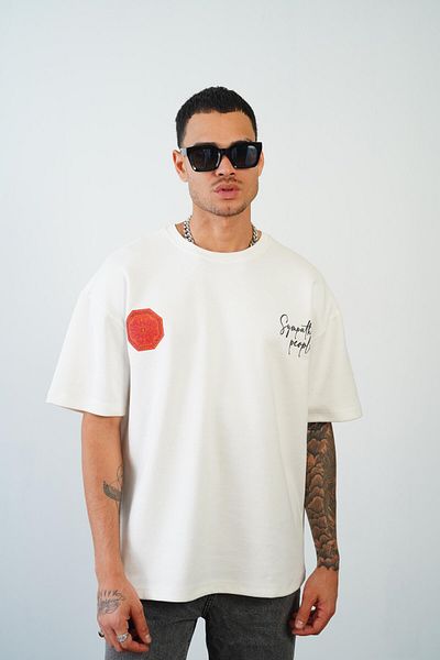 king brich Kingbrich Oversize Double Face T-Shirt - Crew Neck, Front and Back Printed