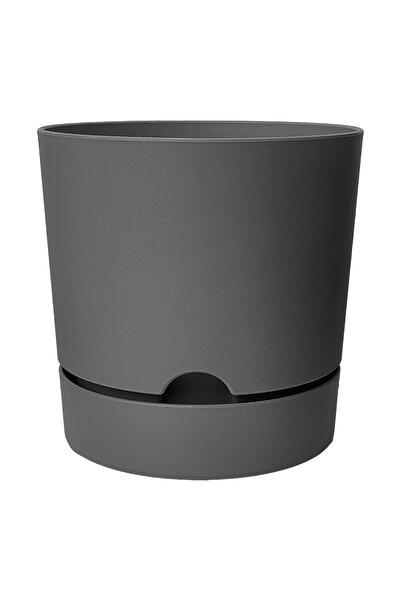 ToXA 0.5 Litre Antrasit Begonya Saksı Küçük Boy Tabaklı Dekoratif Mat Plastik Saksı