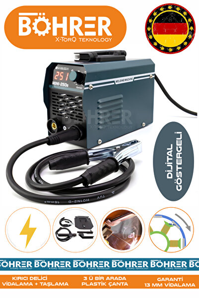 BÖHRER ALMAN BÖHRER YENİ NESİL MAVİ İNVERTER MMA PFC TEKNOLOJİ 250 AMPER KAYN...