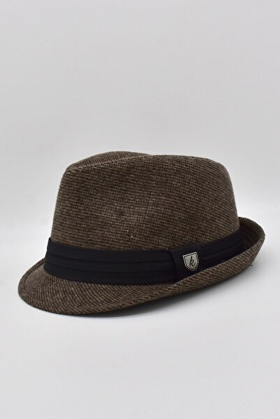 Külah Men's Brown Patterned Fedora Hat