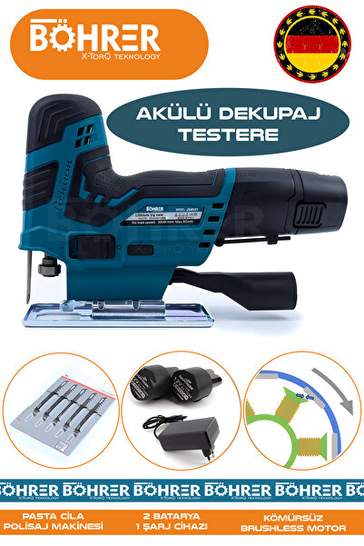 BÖHRER ALMAN BÖHRER V598 ÇİFT AKÜLÜ AVUÇ İÇİ DEKUPAJ TESTERE MAKİNESİ