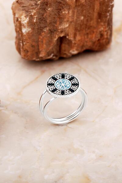 Sümer Telkari Anadolu Motifli Elişi Mineli Gümüş Yüzük 3764