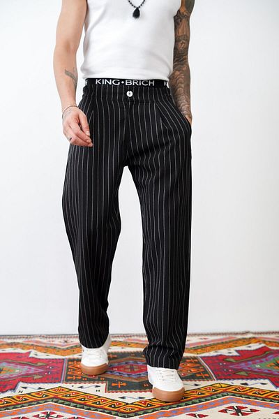 king brich Loose Cut Trousers with Pockets and Striped Back