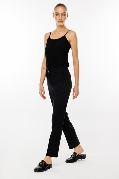 Moda İlgi Modailgi  Yandan Cepli Boru Paça Pantolon - 7056 Siyah