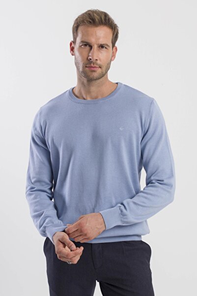 Jakamen Blue Slim Fit Crew Neck Knitwear Sweater