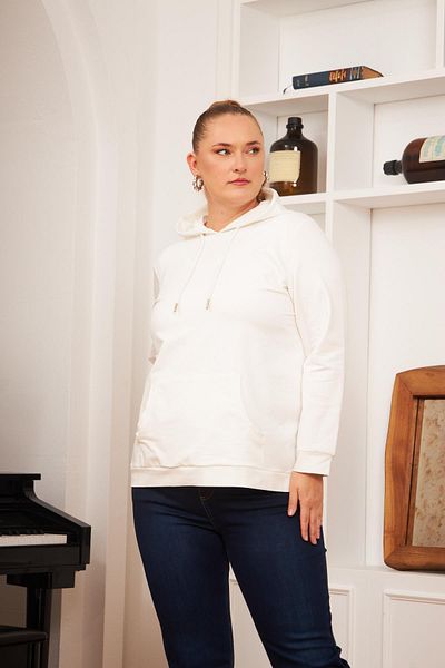 RMG Hooded Large Size White Sweatshirt