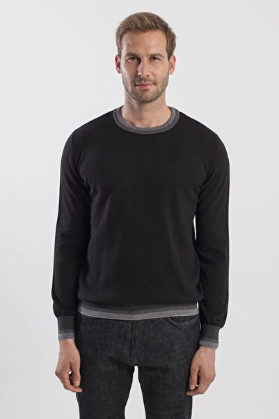 Jakamen Black Slim Fit Crew Neck Knitwear Sweater