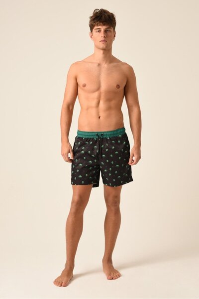 king brich Unisex Elastic Waist Pocket Mesh Patterned Regular Fit Sea Shorts