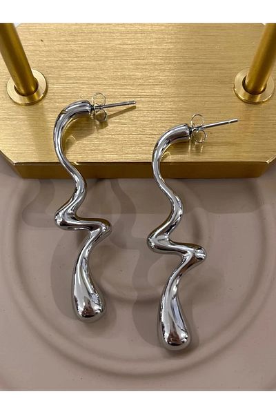 YASİN TOPÇU Steel Silver Earrings