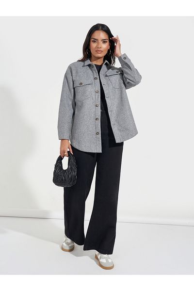 Styli Oversized Longline Wool Like Shacket